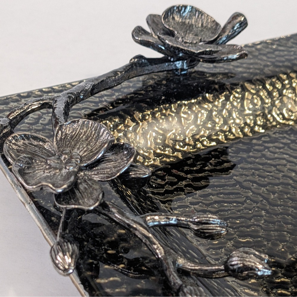 Michael Aram Black Orchid Triple Compartment Hammered Serving Tray 18" x 7.25" - Picture 12 of 15